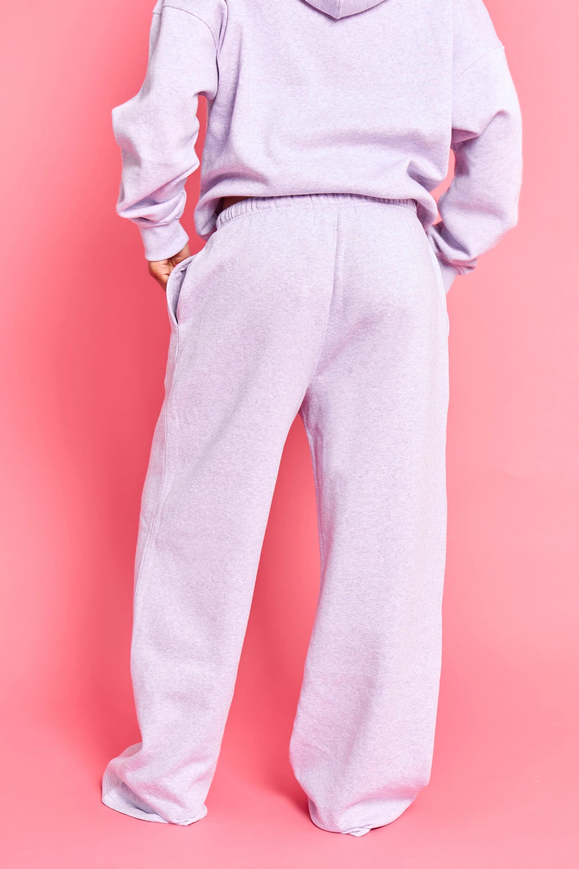 Kaiia Kaiia Logo Wide Leg Joggers Lilac Marl - 4
