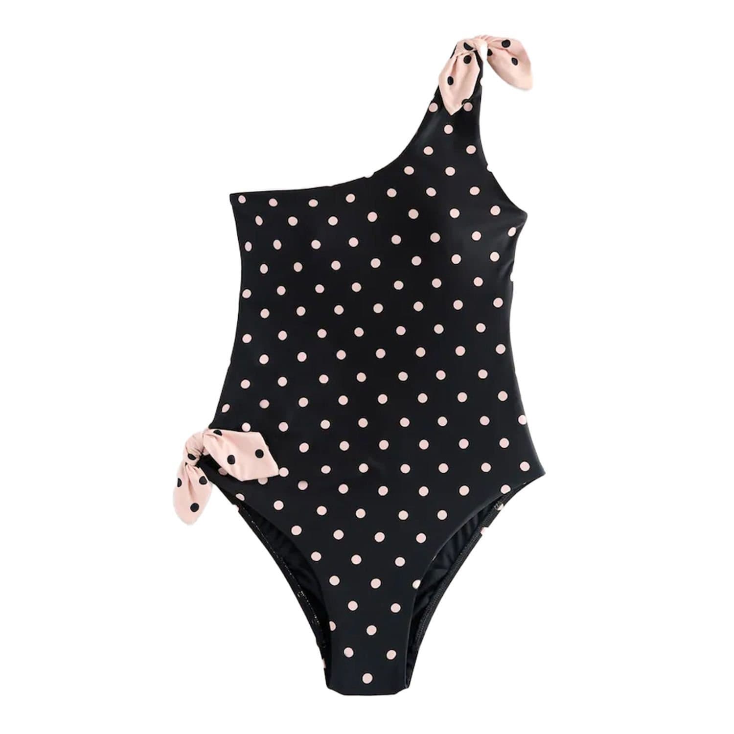 Cath Kidston Cath Kidston Women's Polka Dot One Shoulder One Piece Swimsuit in Black