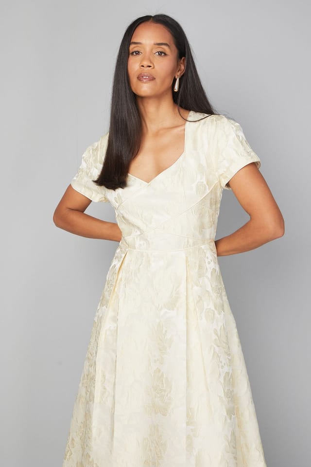 Wallis Wallis Women's Jacquard Seam Detail Midi Dress in Yellow - 2