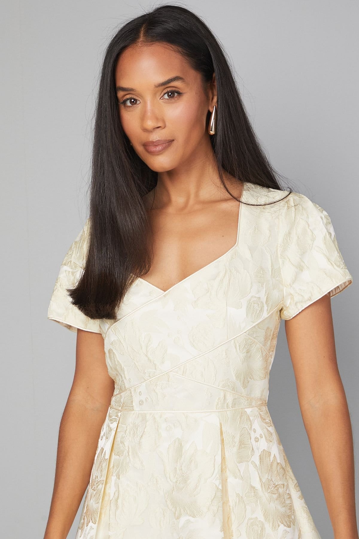 Wallis Wallis Women's Jacquard Seam Detail Midi Dress in Yellow - 4