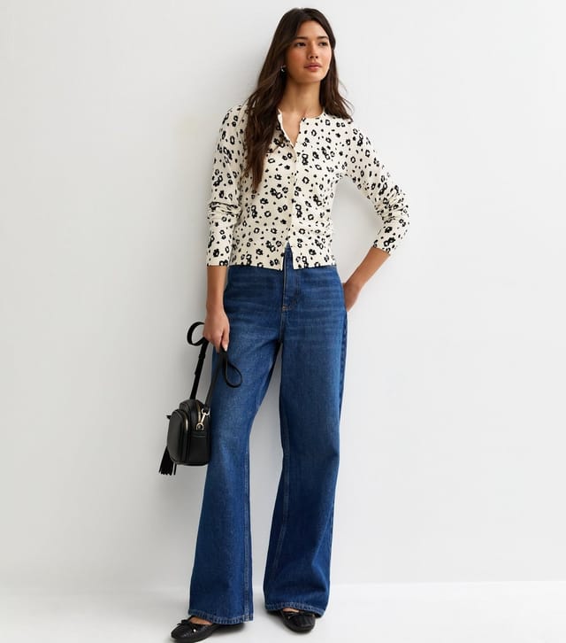 New Look Women's White Floral Crew Neck Cardigan New Look - 3