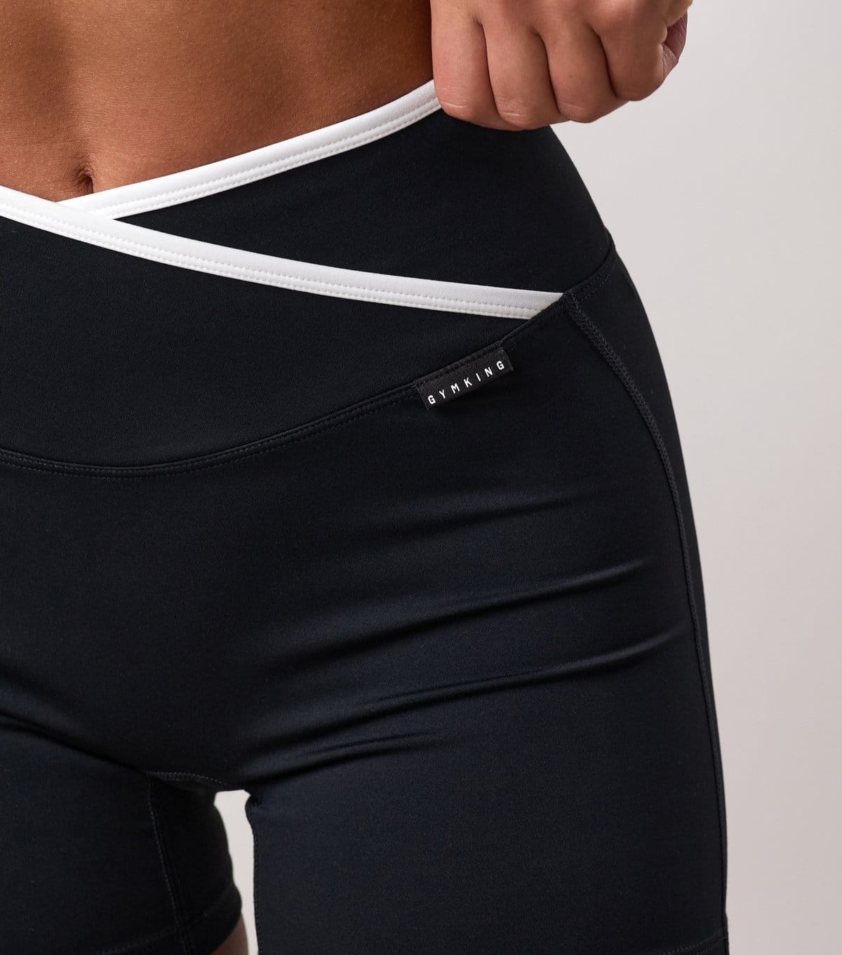 Gym King Women's Black Crossover Waist Contrast Trim Shorts Gym King New Look - 4