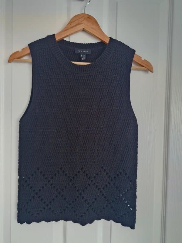 New Look New Look black crochet tank UK size 10