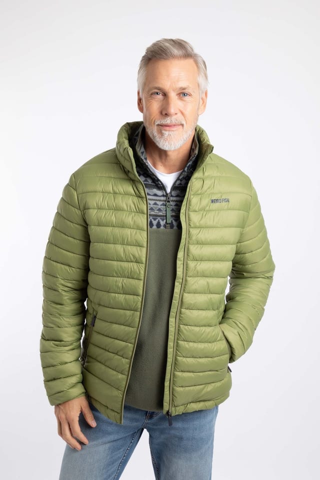 Weird Fish Weird Fish Men's Crantock Lightweight Showerproof Padded Jacket in Pale Green - 3