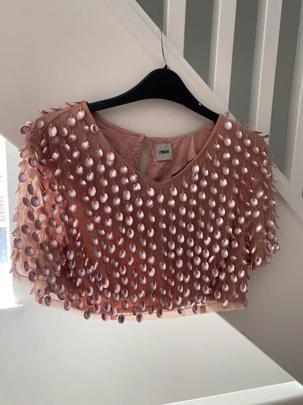ASOS ASOS pink sequin embellished crop top size 10 brand new