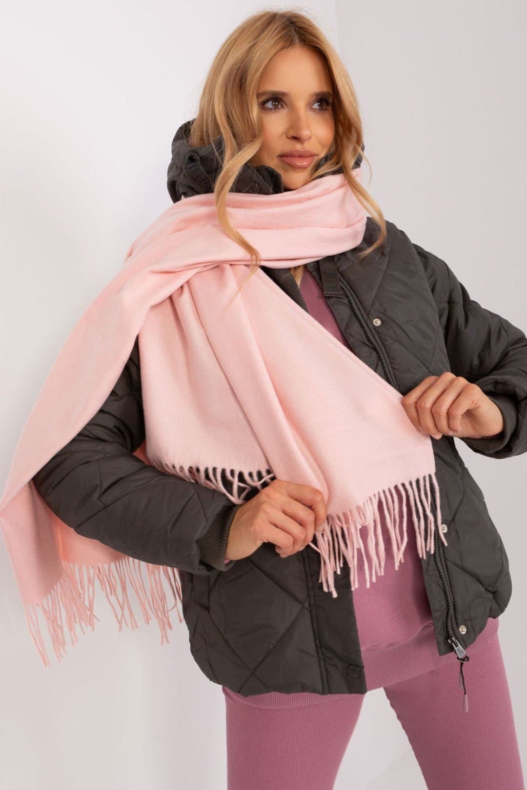 Love Lace Love Lace Pink Warm Long Winter Scarf with Tassels