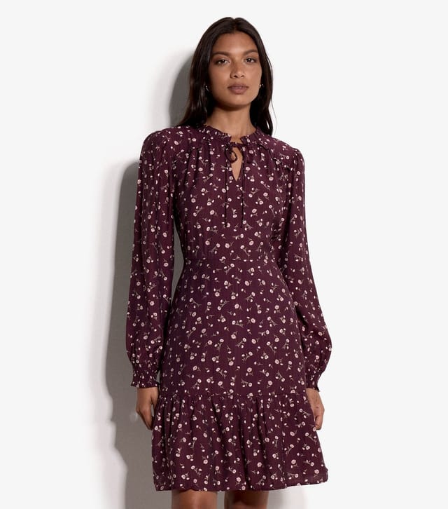 Apricot Women's Dark Burgundy Daisy Print Long Sleeve Dress Apricot New Look - 2
