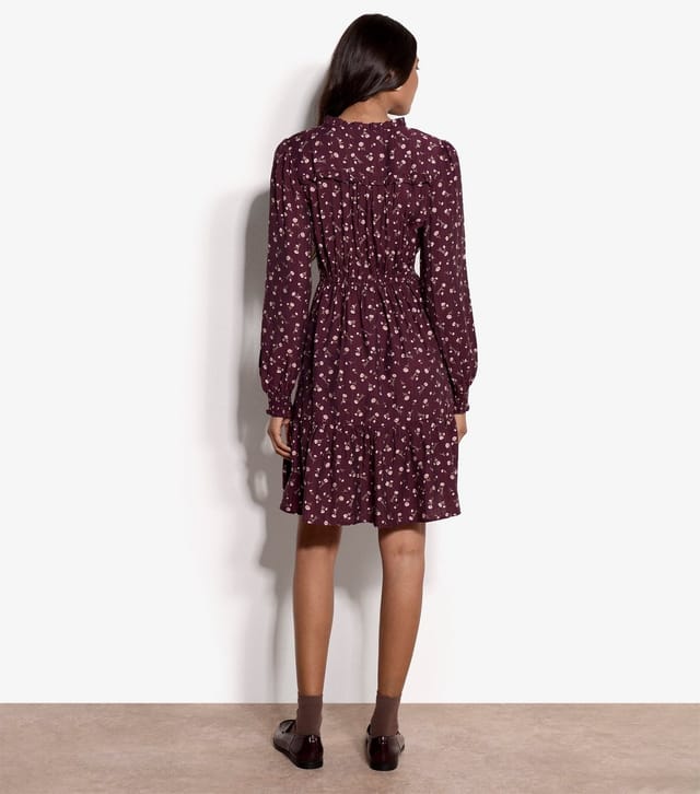 Apricot Women's Dark Burgundy Daisy Print Long Sleeve Dress Apricot New Look - 3