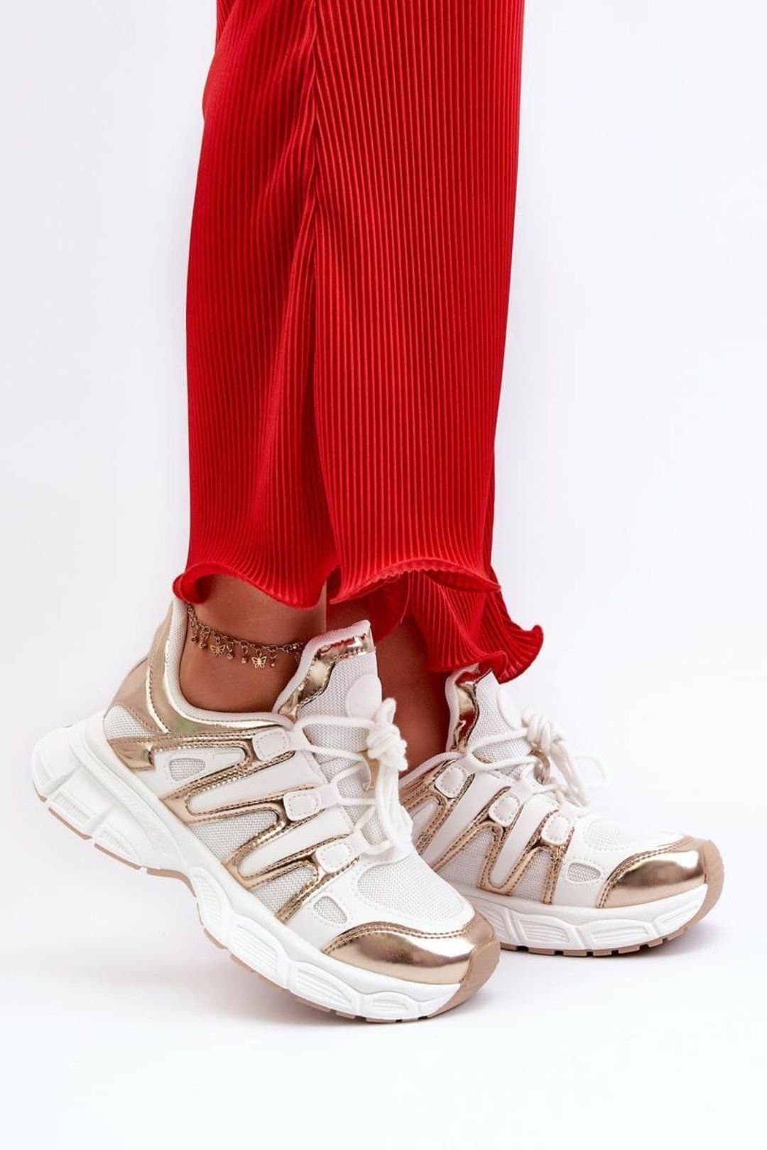 Love Lace Love Lace Women's Sport Sneaker with Thick Sole & Removable Foam Insole in White