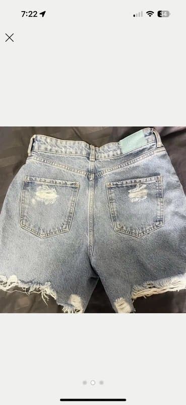Zara Zara Light wash blue denim distressed shorts