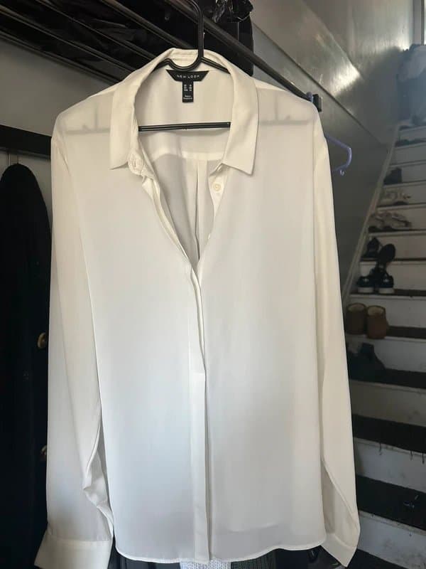New Look White Chiffon Blouse – New Look – Size UK 18