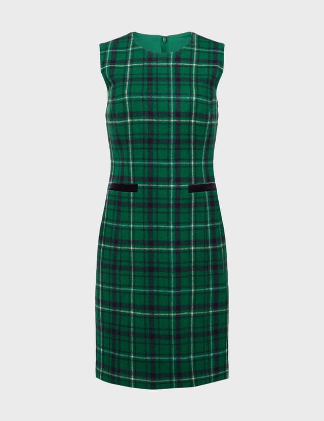 Hobbs London Hobbs London Women's Margot Checked Mini Dress in Bottle Green - 2