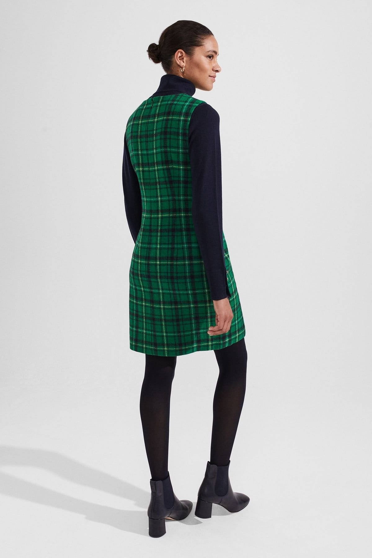 Hobbs London Hobbs London Women's Margot Checked Mini Dress in Bottle Green - 4