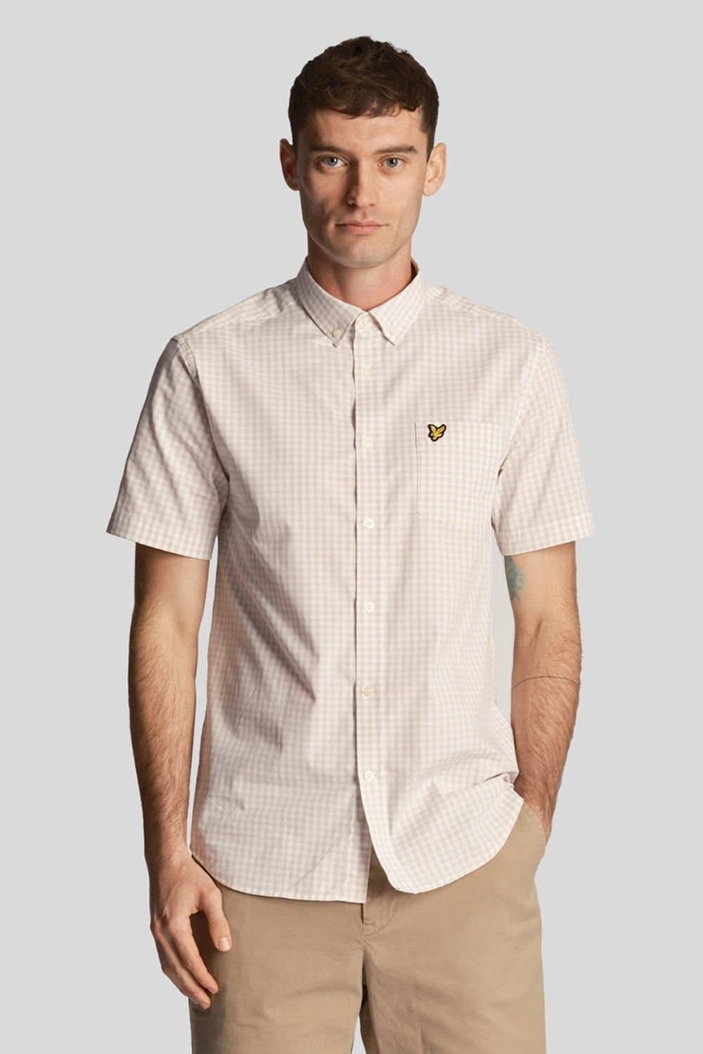 Lyle & Scott Lyle & Scott Men's Gingham Short Sleeve Shirt Ecru