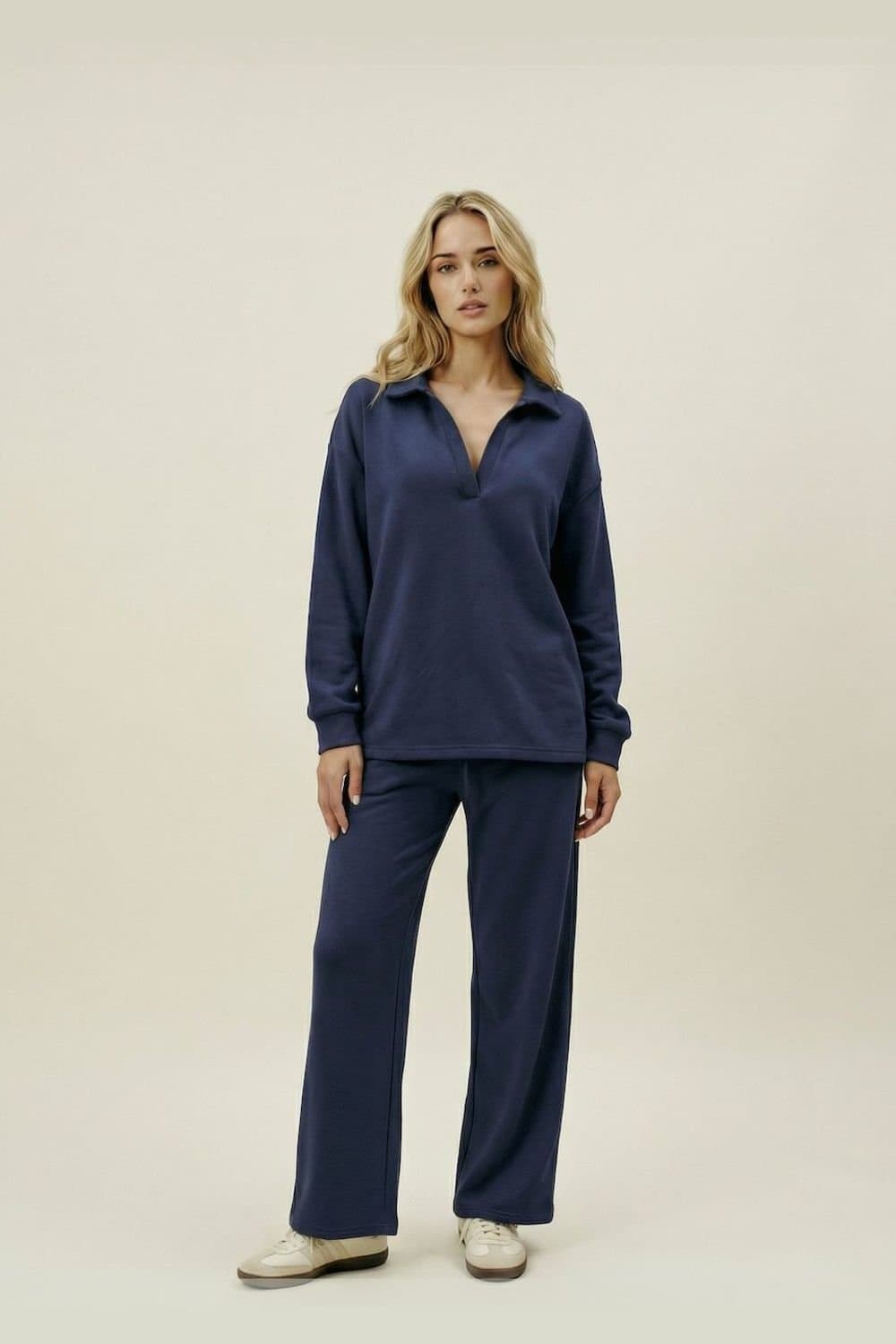 The Night Store The Night Store Women's Navy Collar Lounge Trouser Set