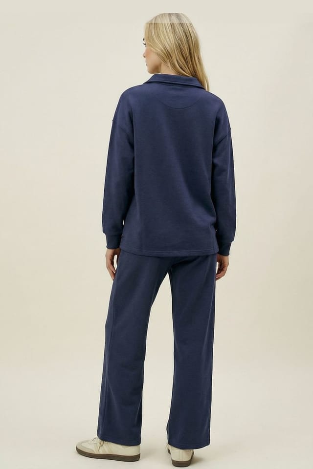 The Night Store The Night Store Women's Navy Collar Lounge Trouser Set - 3