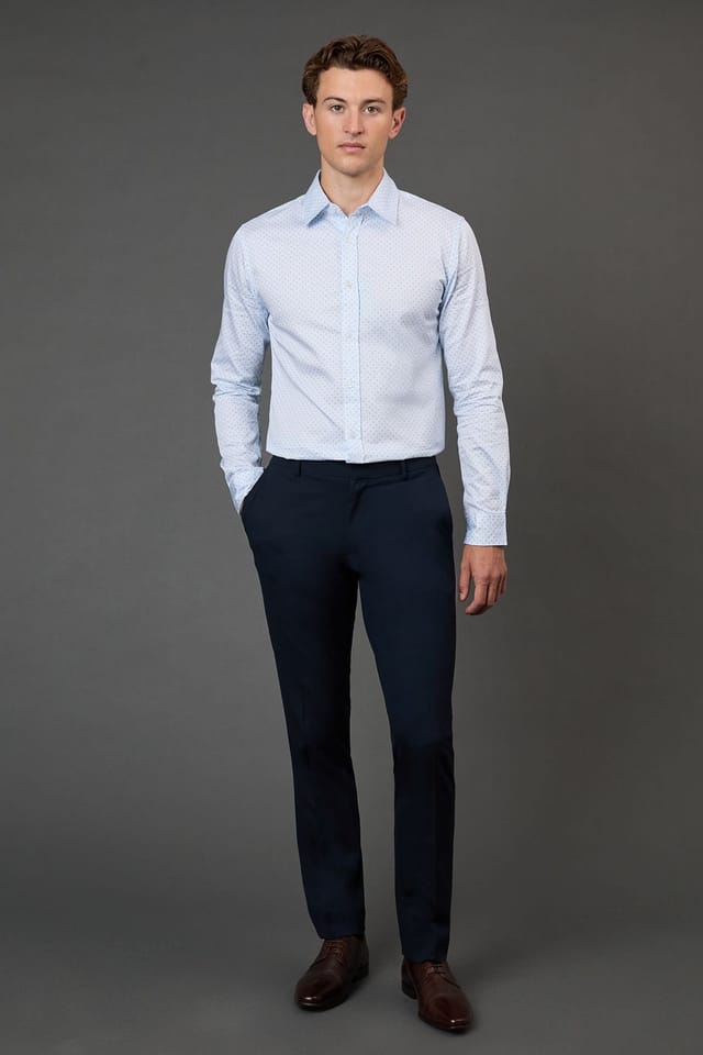 Burton Burton Men's Navy Stretch Skinny Fit Suit Trousers - 2