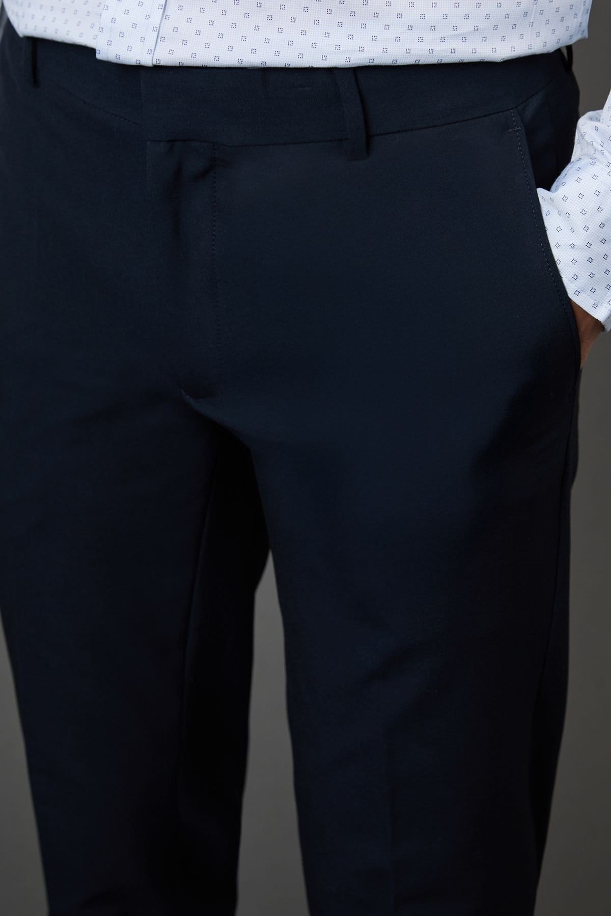 Burton Burton Men's Navy Stretch Skinny Fit Suit Trousers - 4