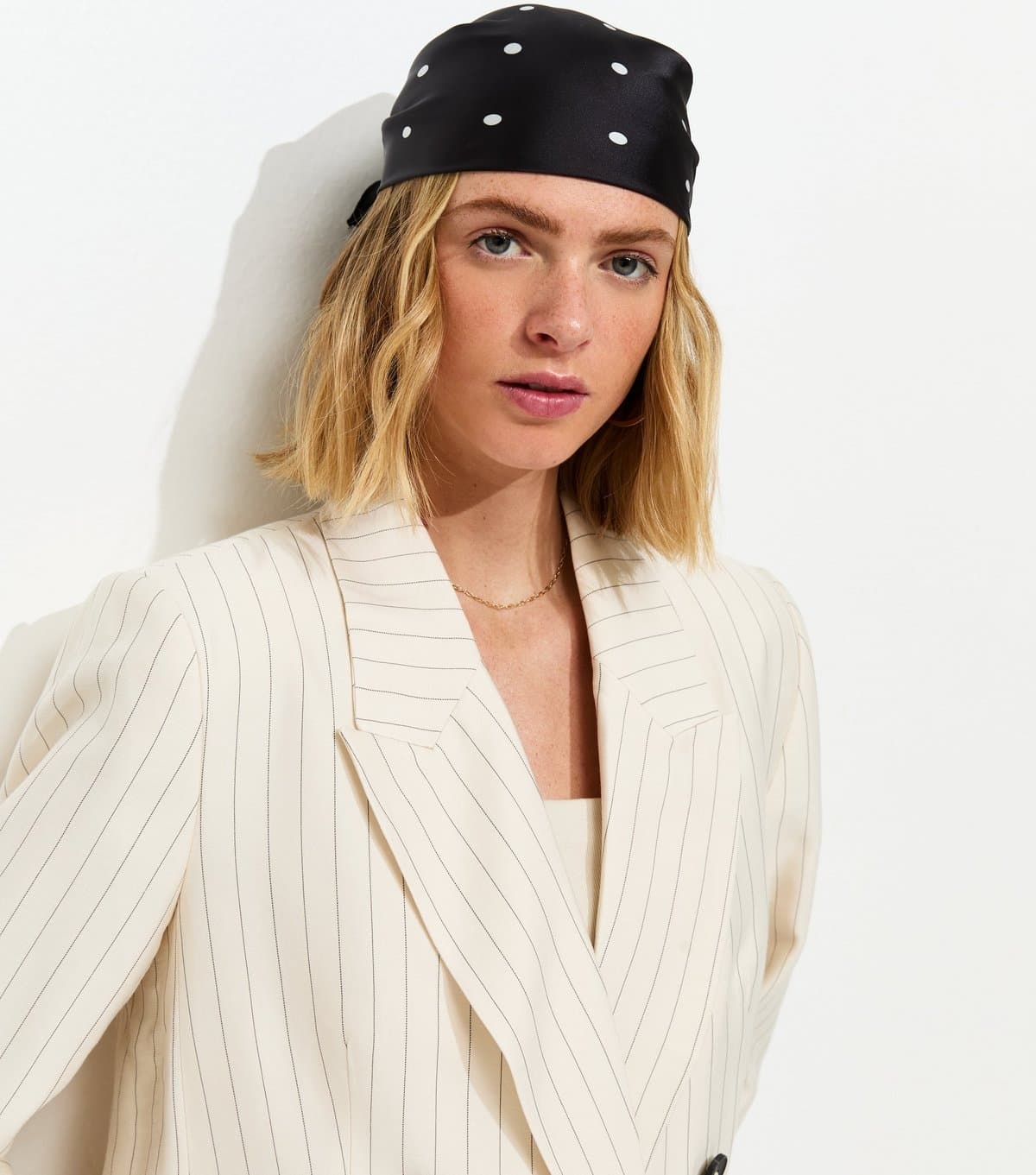 New Look New Look Black Polka Dot Print Satin Scarf