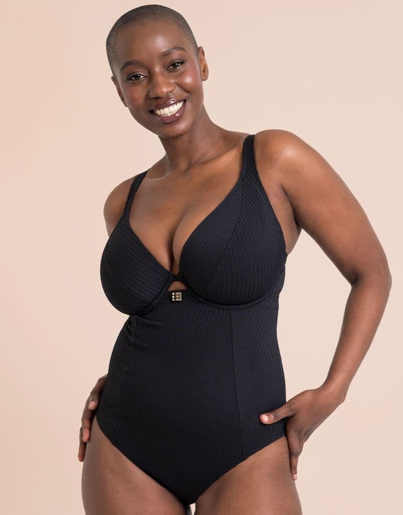 Curvy Kate Curvy Kate Women's Jet Set Multiway Plunge Swimsuit Underwired in Black