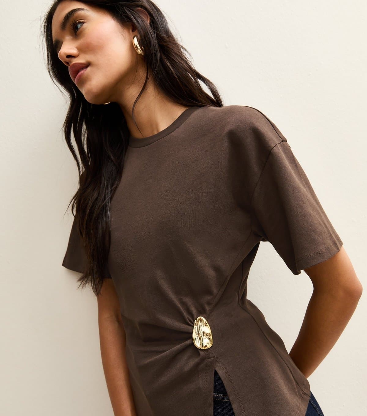 New Look Women's Dark Brown Detail Corset Top New Look