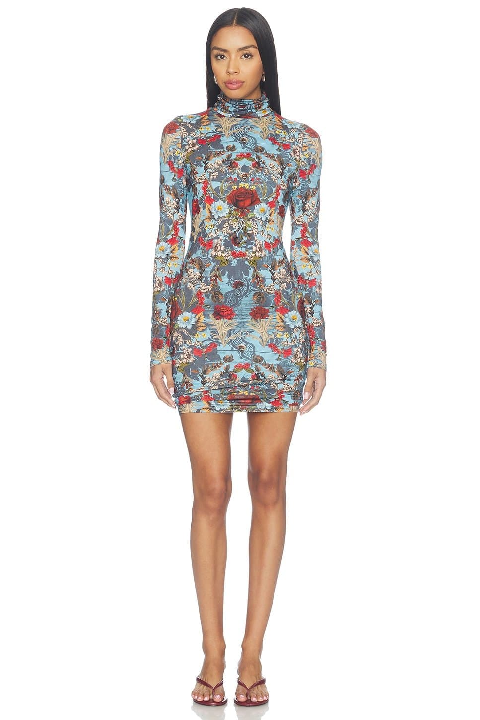 revolve Delora Longsleeve Fitted Folded Turtleneck Mini Dress