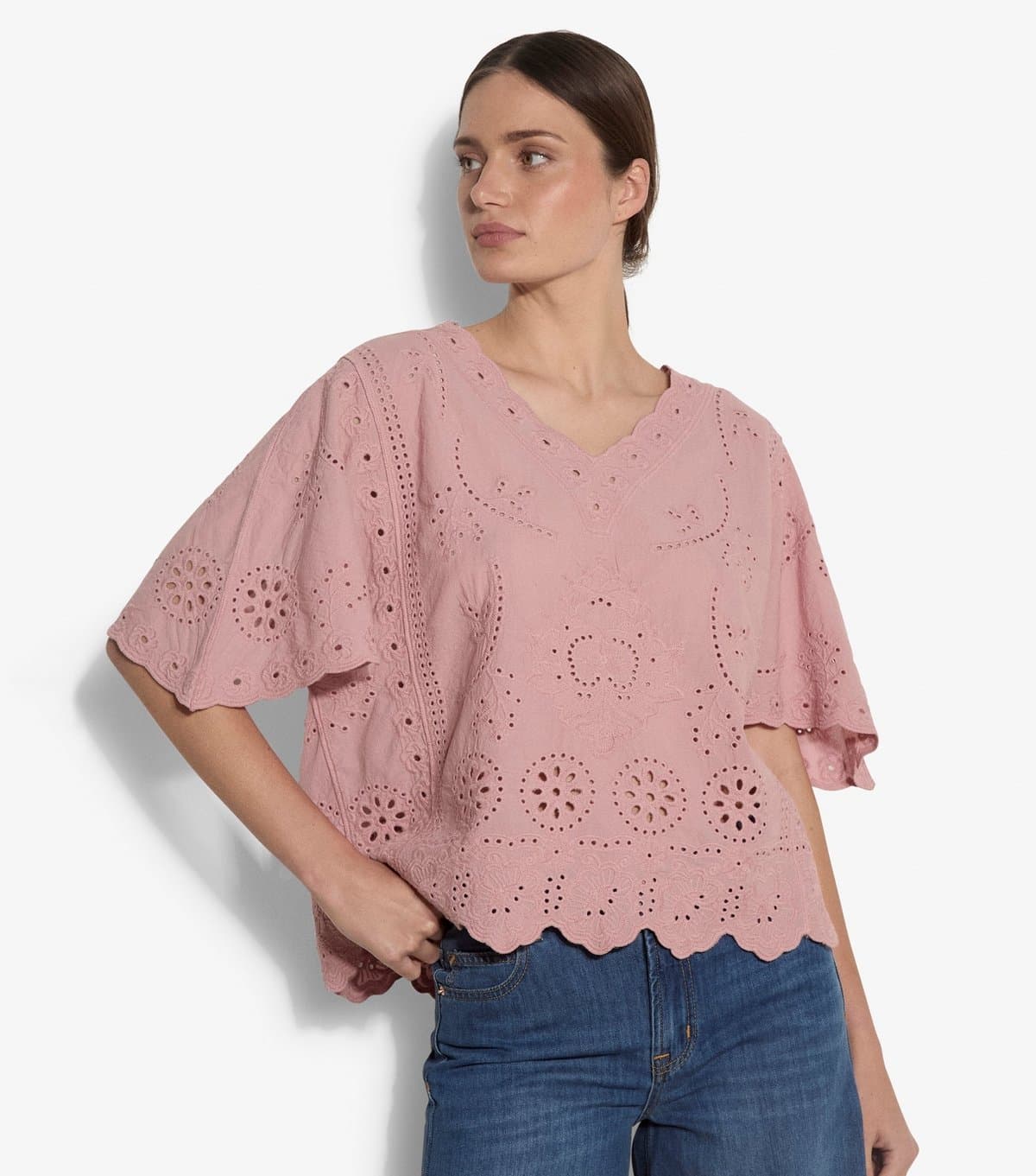 Apricot Women's Pink Embroidered V-Neck Top Apricot New Look