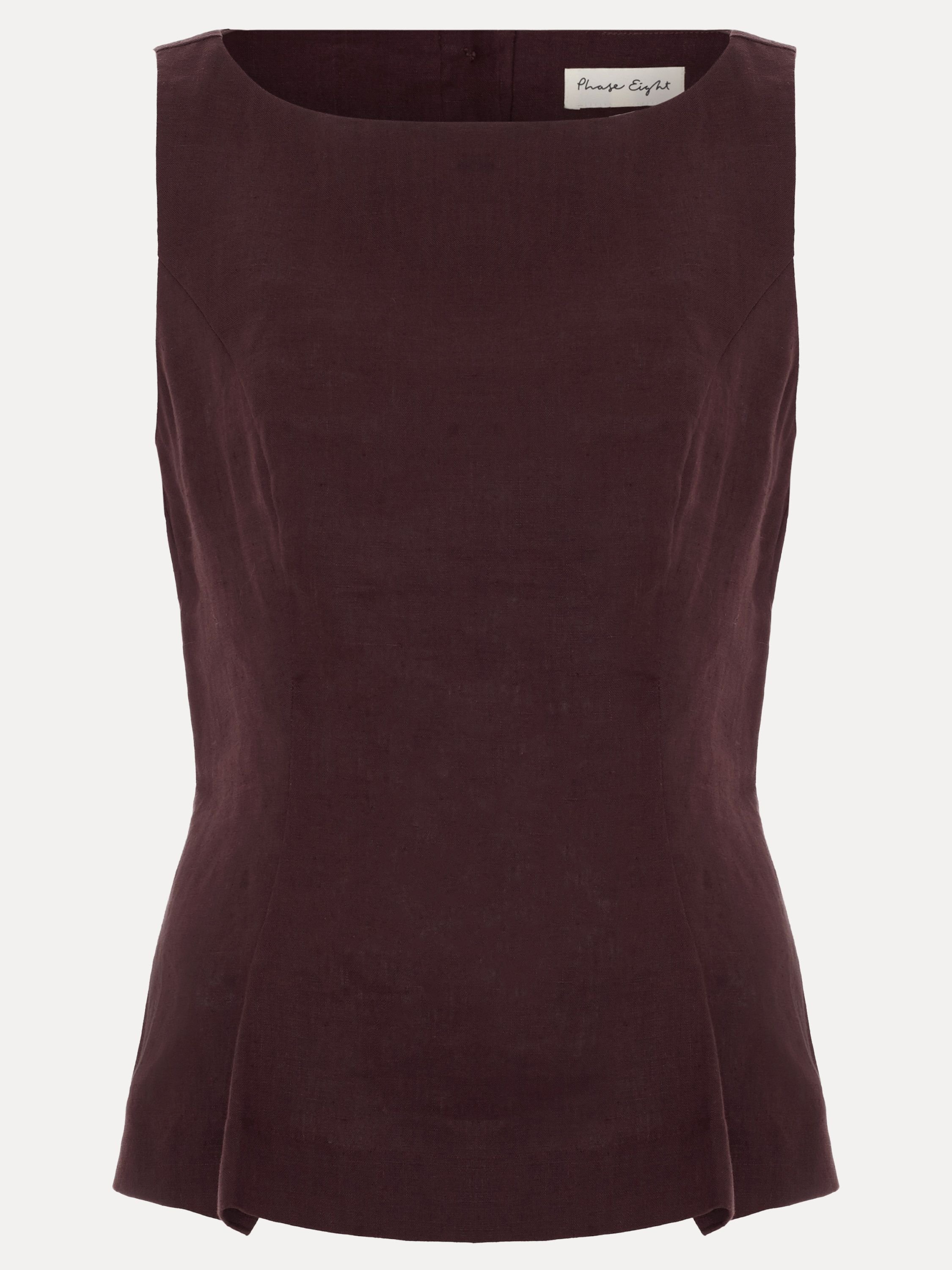 Phase Eight Phase Eight Women's Isabelle Linen Sleeveless Top in Dark Brown - 2