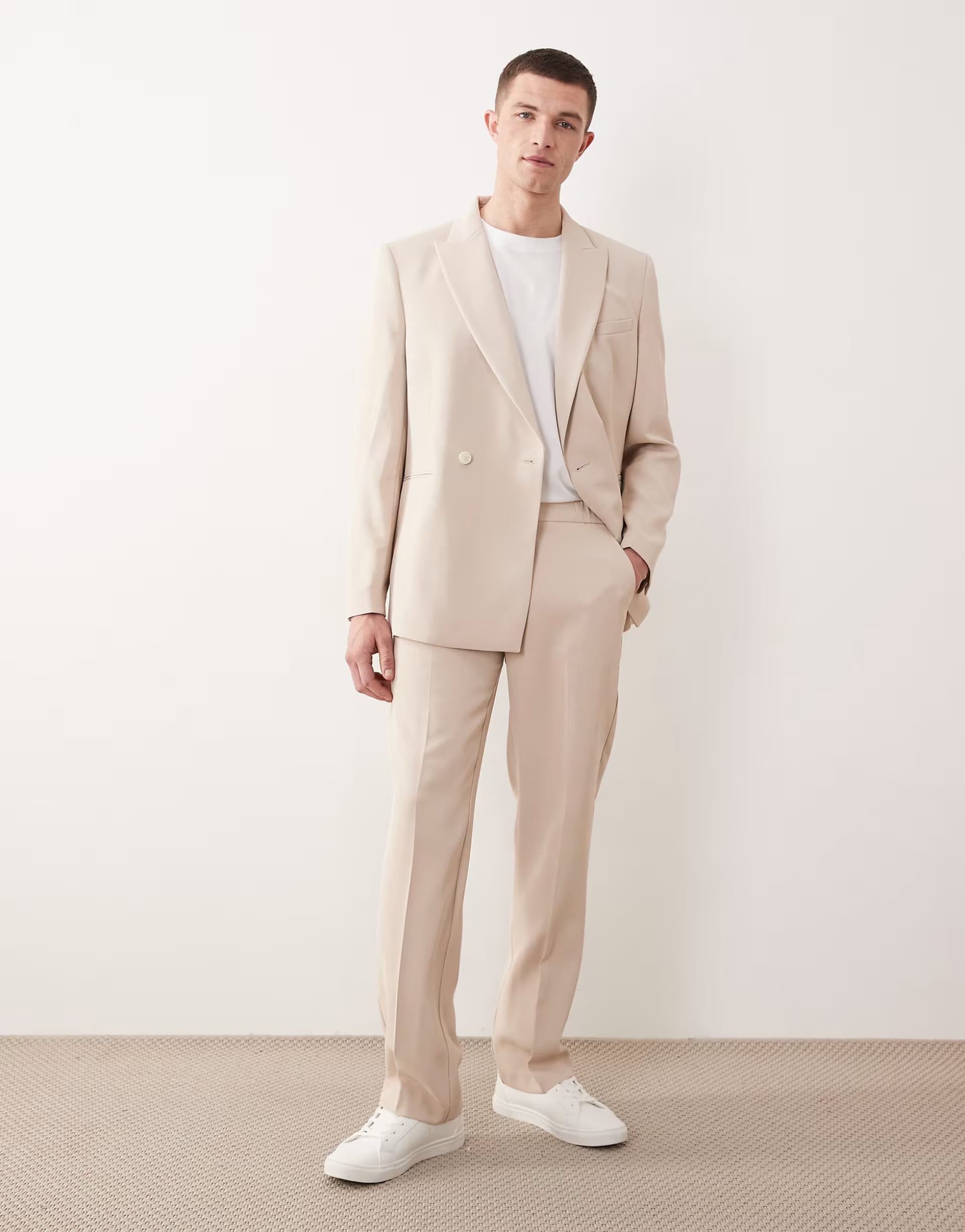 ASOS ASOS DESIGN straight suit trousers in beige