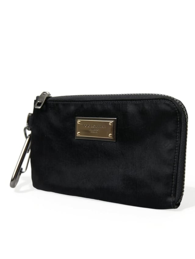 Dolce & Gabbana Dolce & Gabbana Men's Black Nylon Logo Plaque Keyring Pouch Clutch Bags - 2