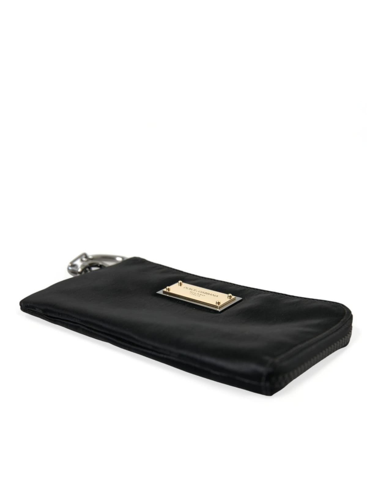 Dolce & Gabbana Dolce & Gabbana Men's Black Nylon Logo Plaque Keyring Pouch Clutch Bags - 4