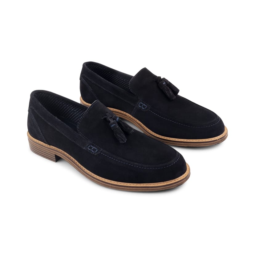 Amen Shoes Amen Shoes Men's Affleck Suede Leather Smart Loafers in Navy - 1