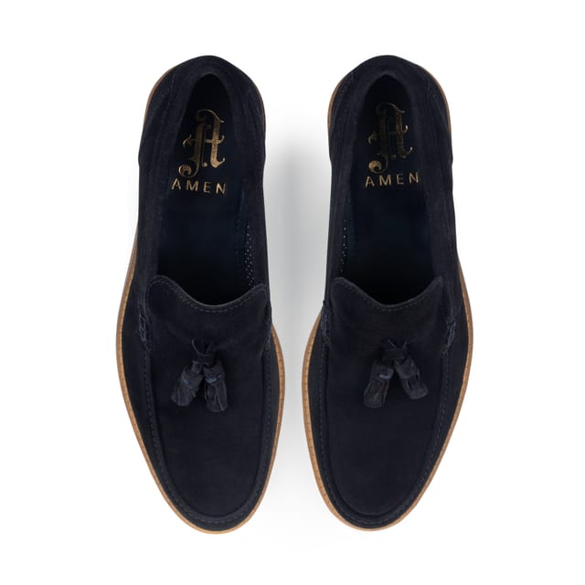 Amen Shoes Amen Shoes Men's Affleck Suede Leather Smart Loafers in Navy - 2