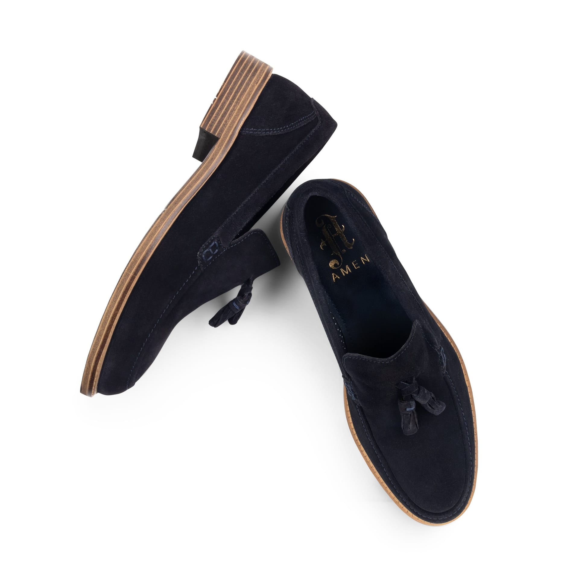 Amen Shoes Amen Shoes Men's Affleck Suede Leather Smart Loafers in Navy - 4