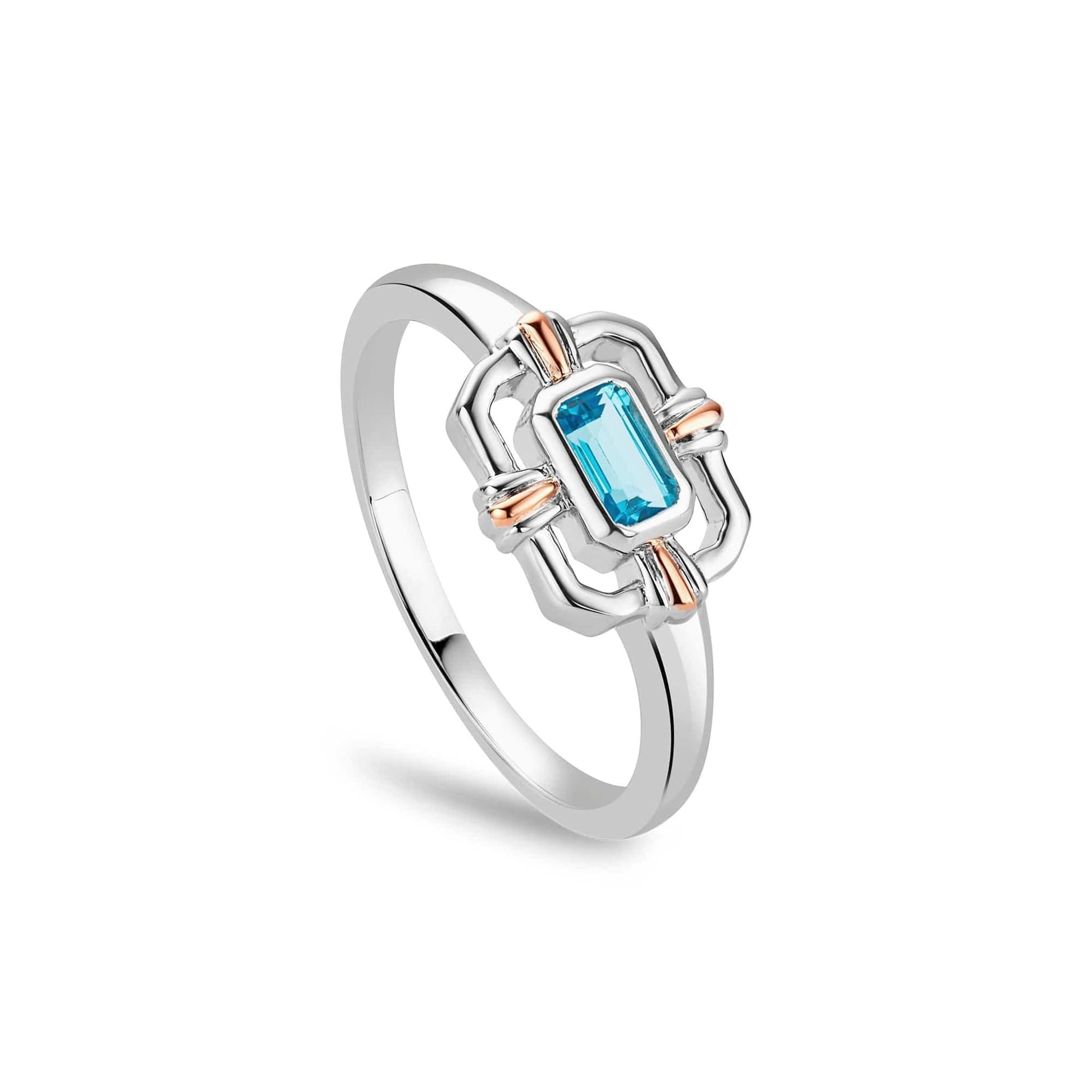 Clogau Clogau Women's Royal Sterling Silver Gateways Ring with Swiss Blue Topaz in Metallics