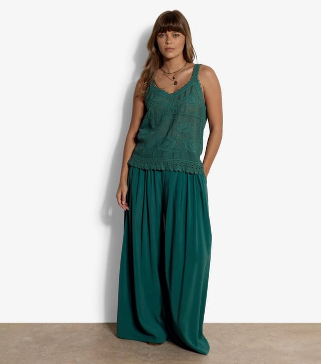Apricot Women's Green Floral Embroidery Crochet Cami Top Apricot New Look - 2