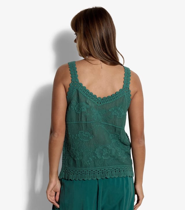 Apricot Women's Green Floral Embroidery Crochet Cami Top Apricot New Look - 3