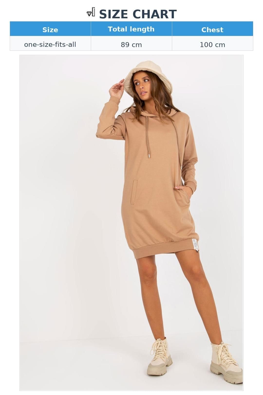 Love Lace Love Lace Women's Hooded Sweat Dress with Long Sleeves Pockets in Brown - 4