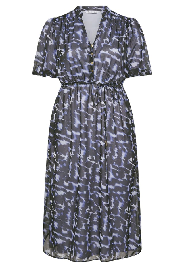 Yours Yours Women's Abstract Animal Print Shirt Dress in Dark Blue - 2