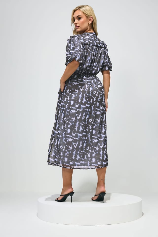 Yours Yours Women's Abstract Animal Print Shirt Dress in Dark Blue - 3