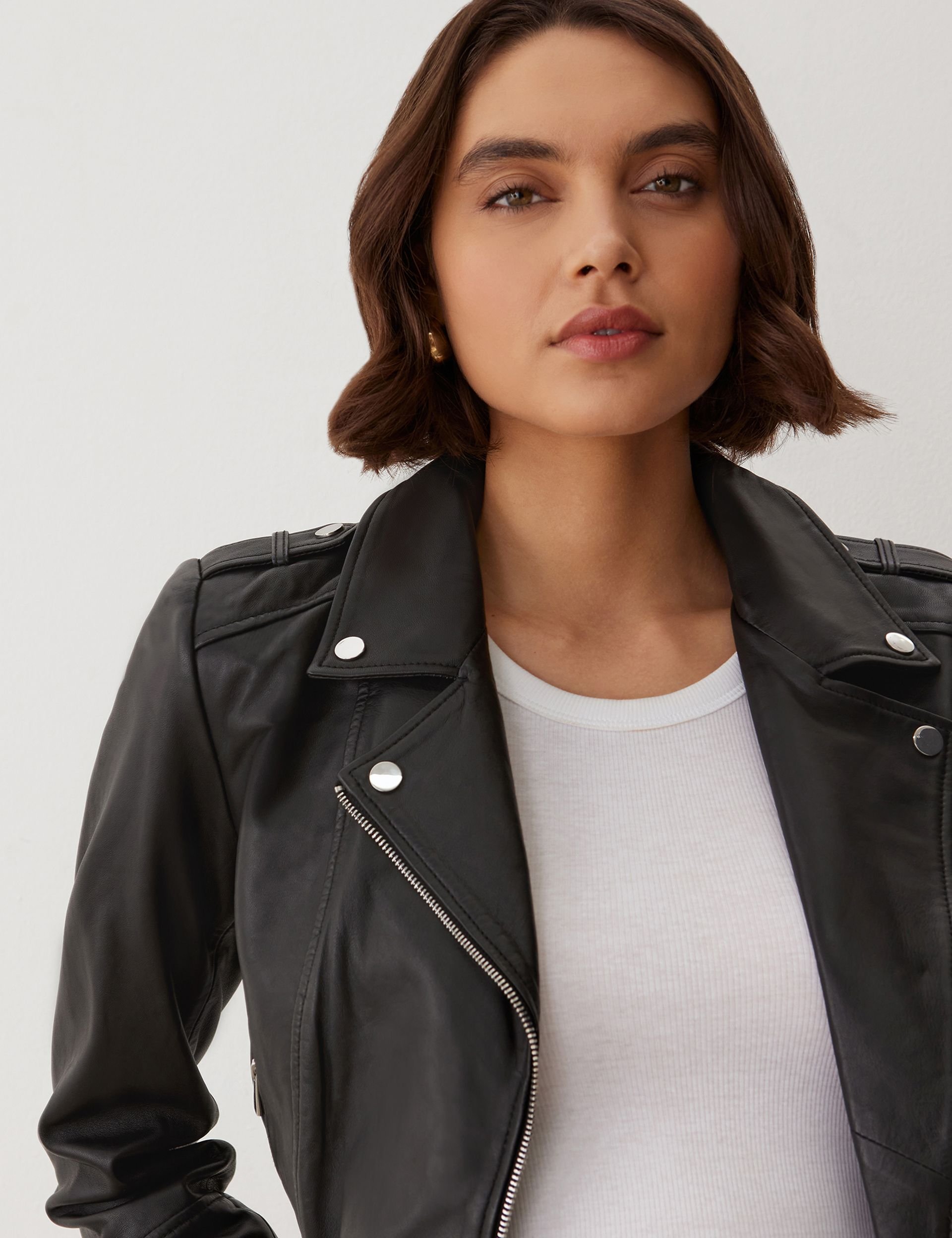 Finery London Finery London Women's Faith Leather Biker Jacket in Black - 2