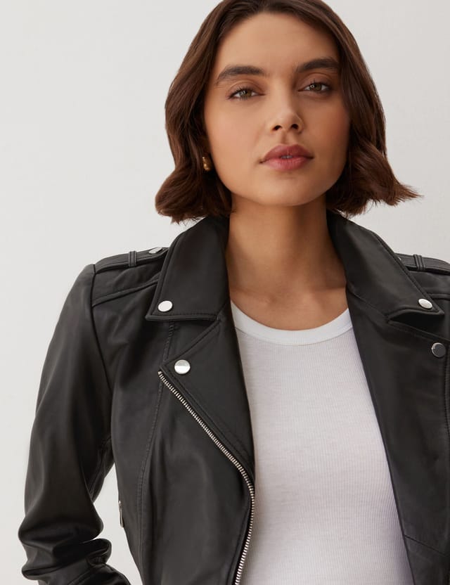 Finery London Finery London Women's Faith Leather Biker Jacket in Black - 2