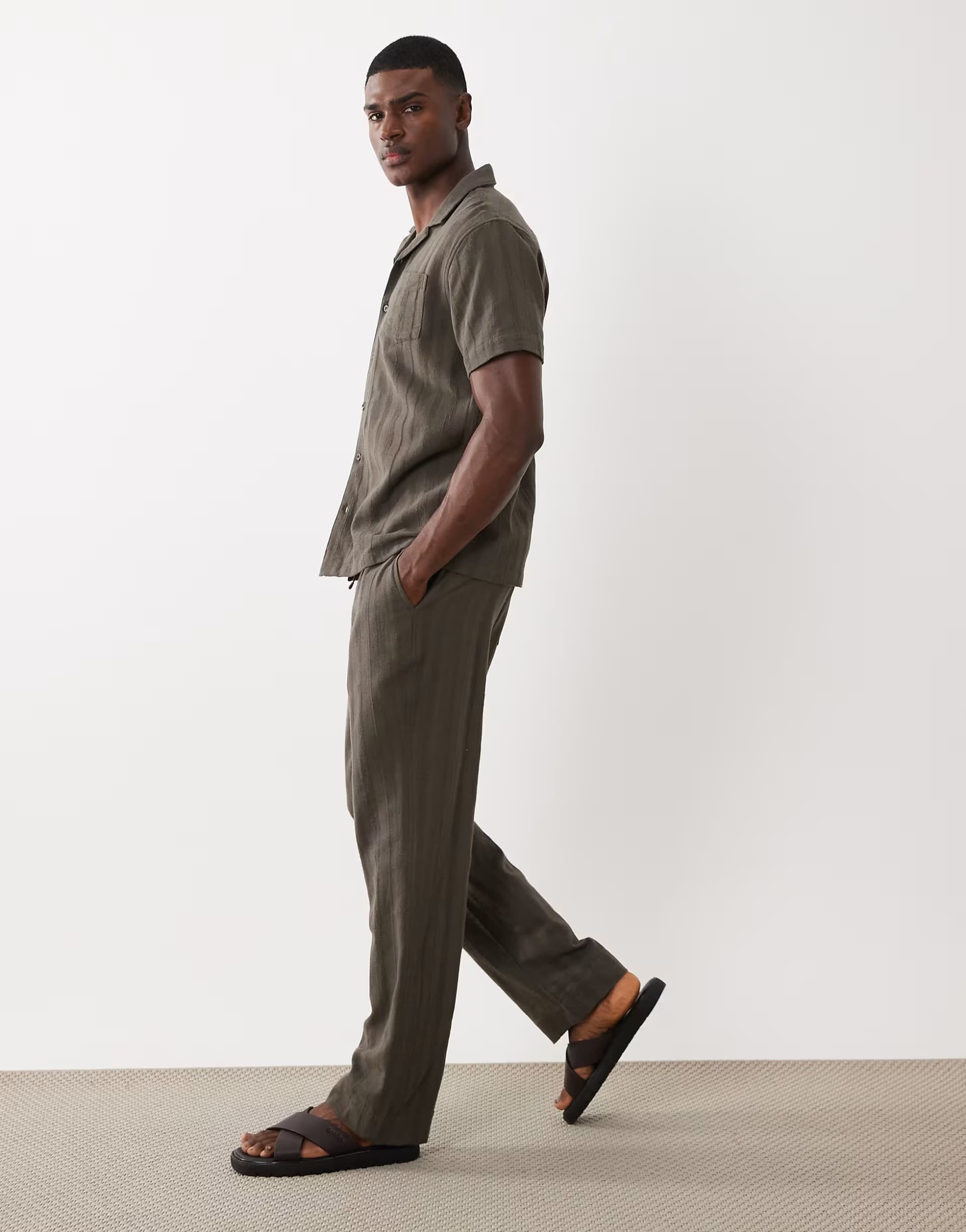 ASOS Brave Soul regular fit relaxed trousers co-ord in mushroom