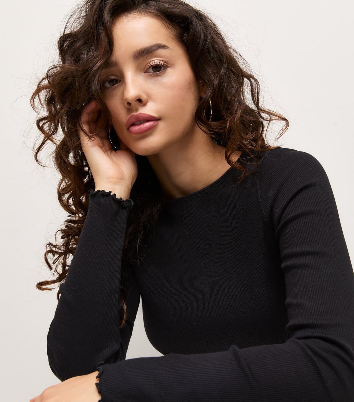 New Look Women's Petite Black Long Sleeve Babylock Top New Look