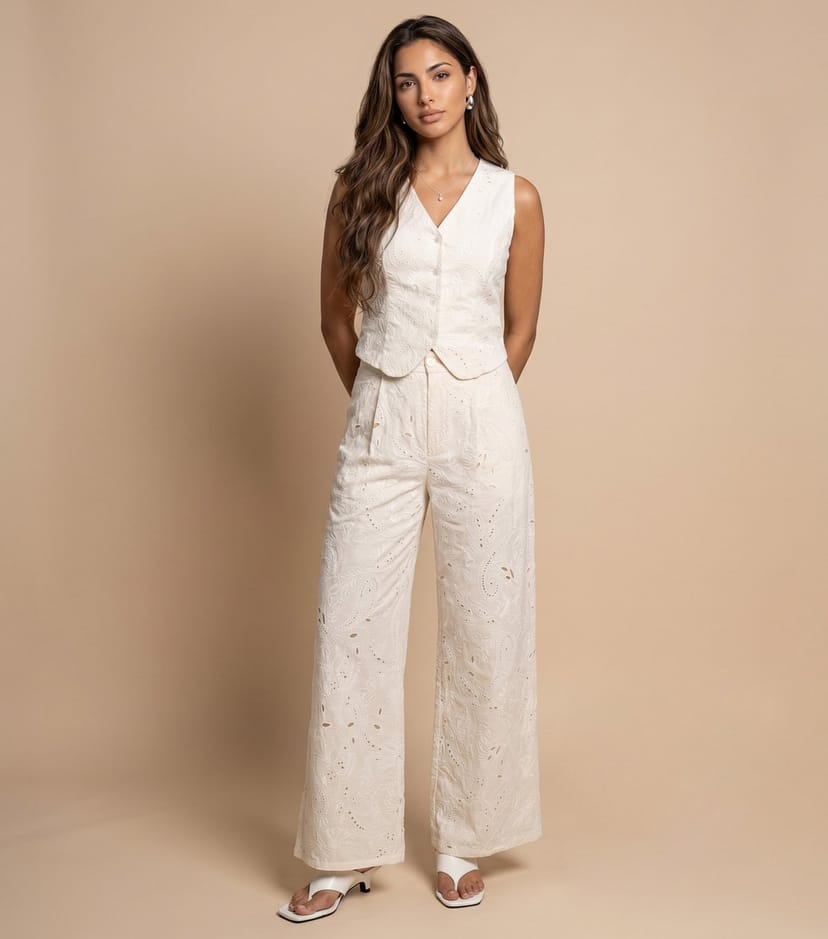 Urban Bliss Women's Cream Cotton Embroidered Waistcoat Urban Bliss New Look - 1