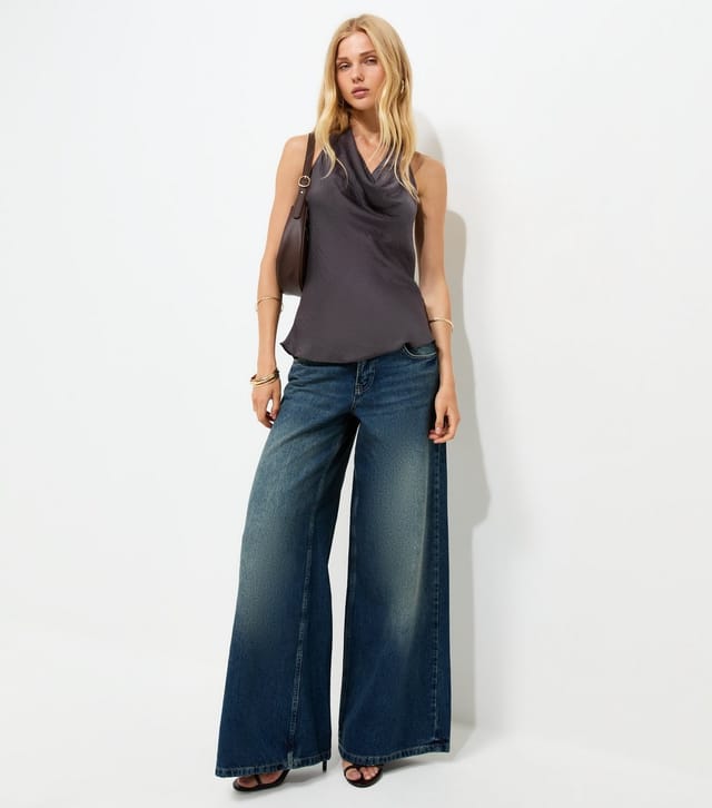 New Look Women's Grey Cowl Neck Satin Halter Top New Look - 3