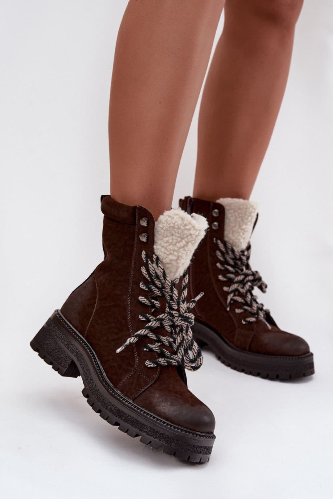 Love Lace Love Lace Women's Trapper Ankle Boots with Zipper & Lace Everyday Wear Style in Brown