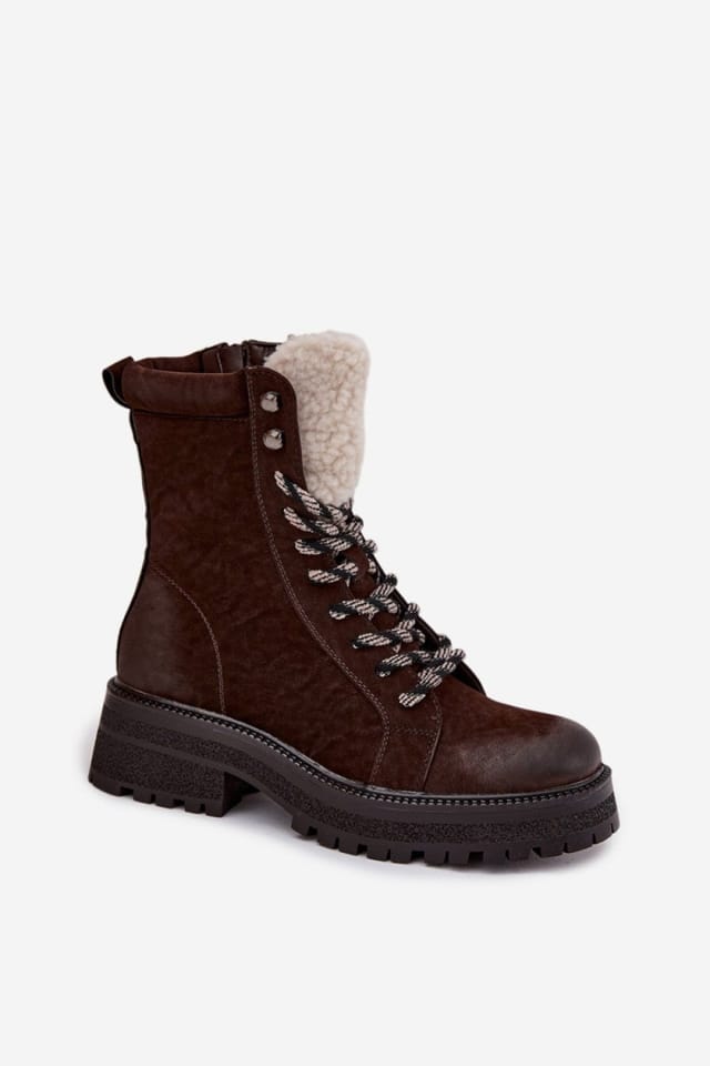 Love Lace Love Lace Women's Trapper Ankle Boots with Zipper & Lace Everyday Wear Style in Brown - 2