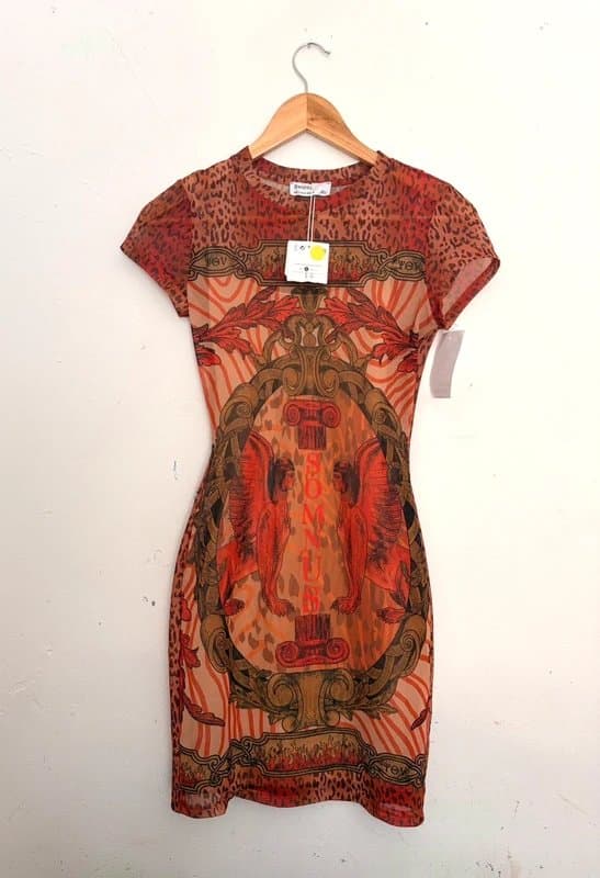Bershka Bershka Graphic print Mesh Mini Dress Leopard Print Size S