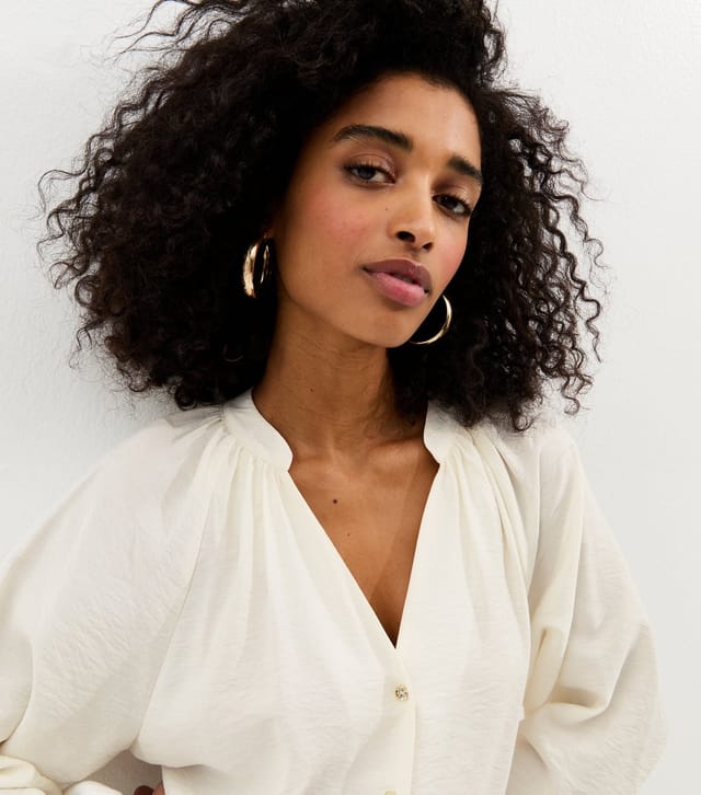 New Look Women's Cream Flowy Raglan Sleeve Blouse New Look - 3